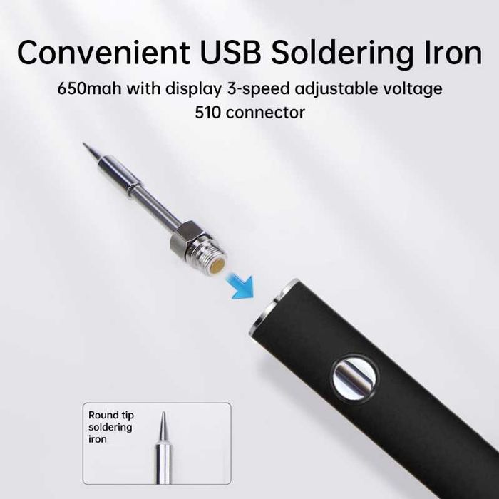 Преносим цифров поялник, регулиране на температурата, USB-C зареждане