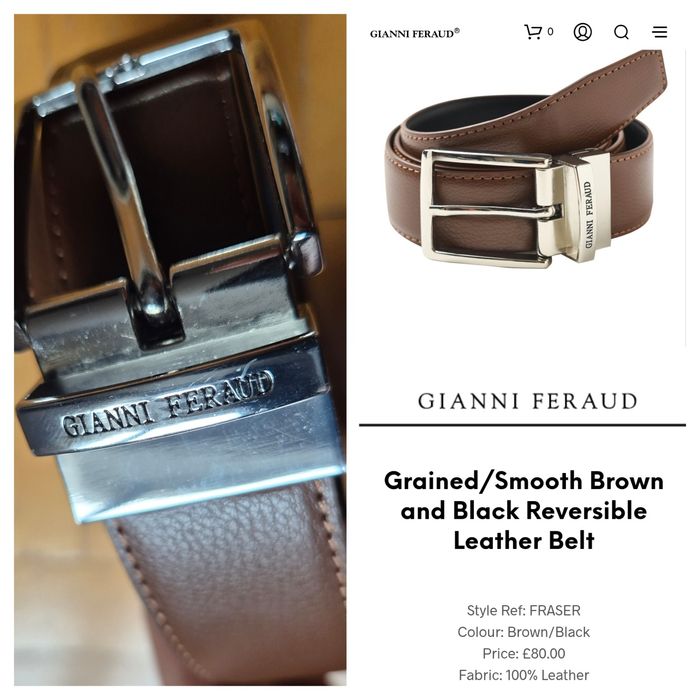 Curea reversibilă Gianni Feraud, Piele Naturală, Bărbați - 95 cm