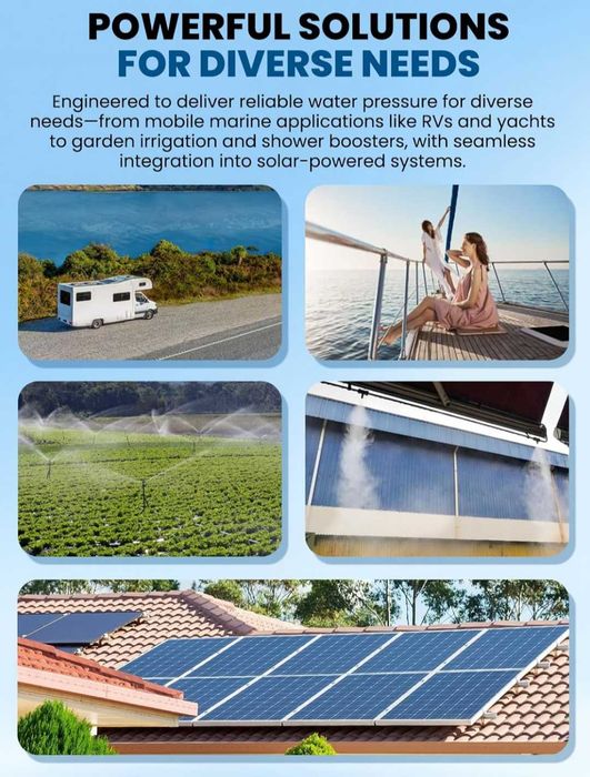 12V автоматична водна помпа 2.4 бара 95 W/ 12.5 л/мин за кемпер, лодка,напояване,тиха