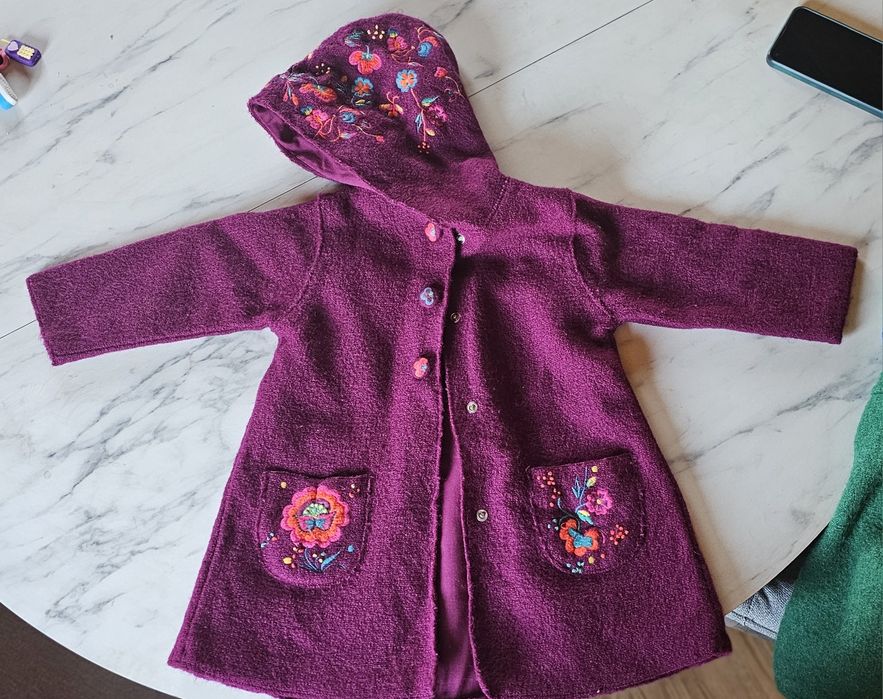 Palton lana brodat dpam fetite