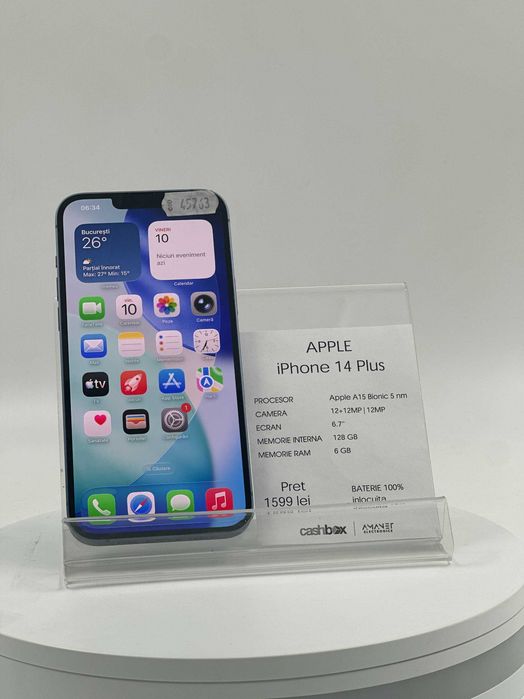 Iphone 14 Plus 128GB Bat100 Inlocuita Garantie 24 Luni CashBox