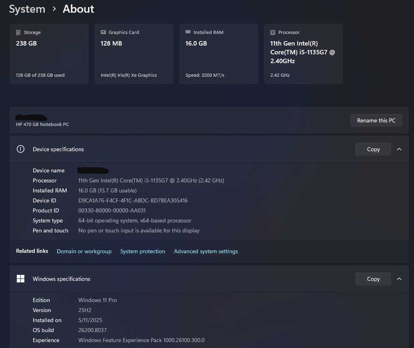 HP 470 G8 | i5 11-avlod | 16GB RAM | SSD NVMe | Ideal holat