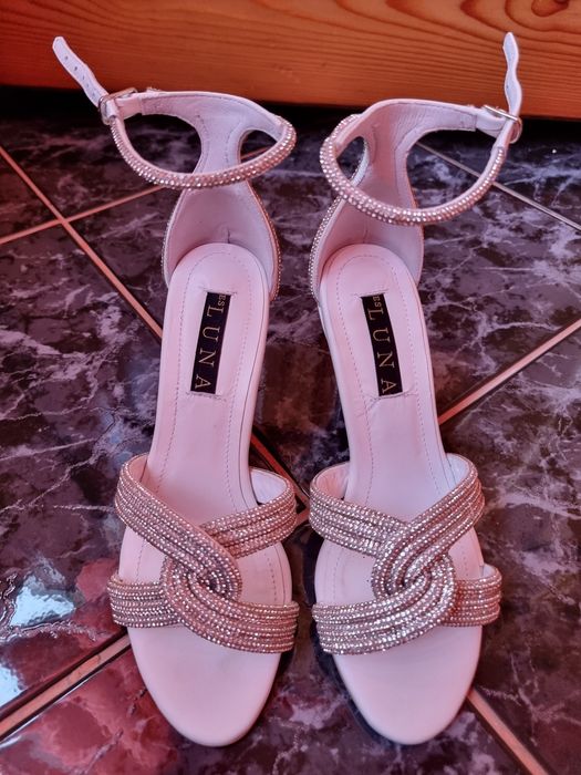 Sandale albe/argintii,brand ES LUNA,masura 37