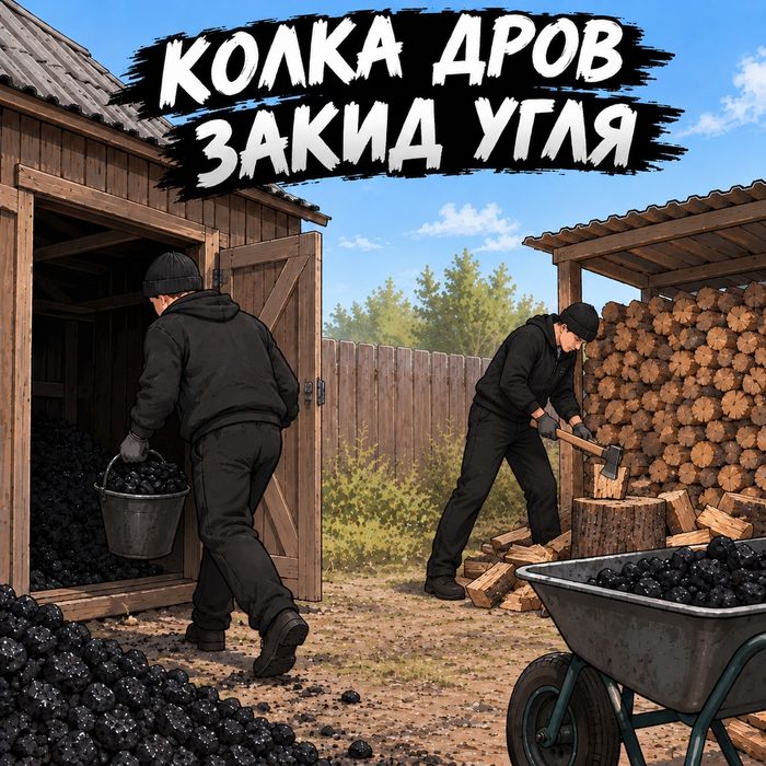 Колка дров закидаю уголь