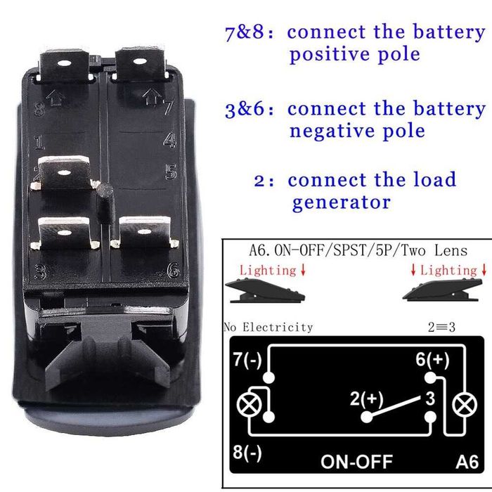 Копче бутон за вграждане за тромба клаксон HORN 12V/24V с червена LED подсветка, 5 пина, ON/OFF