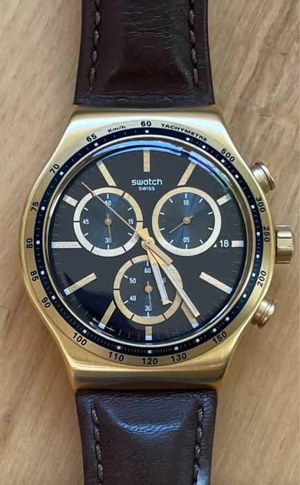 Ceas swatch swiss irony gold cronograf barbati ca nou cutie