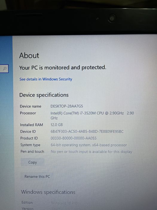 Laptop Lenovo G580 Intel Core I7 , 12GB RAM , SSD 500GB