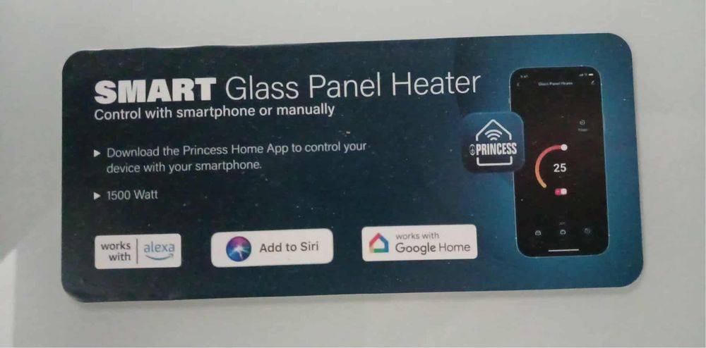 Smart glass panel heater 1500w