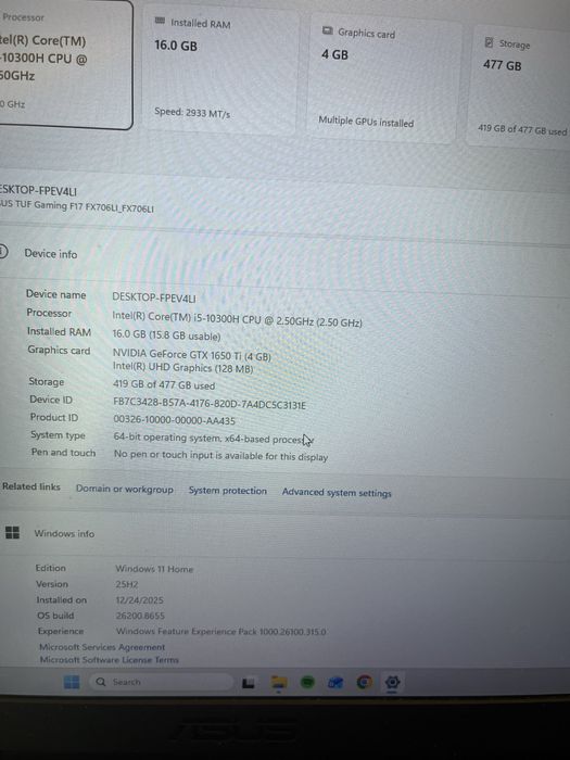 Laptop gaming gtx 1650 TI