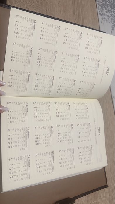 Agendă 2026 nouă, husă din piele naturală, layout zilnic
