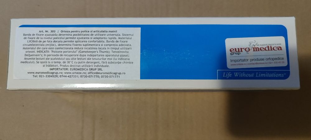 Orteza pentru police si articulatia mainii - STANGA - Euro Medica