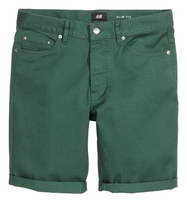 H&M - 6 pantaloni scurti din bumbac slim fit mar. 31 (US)/S-M/46 [talie cca 85 cm.], noi, eticheta