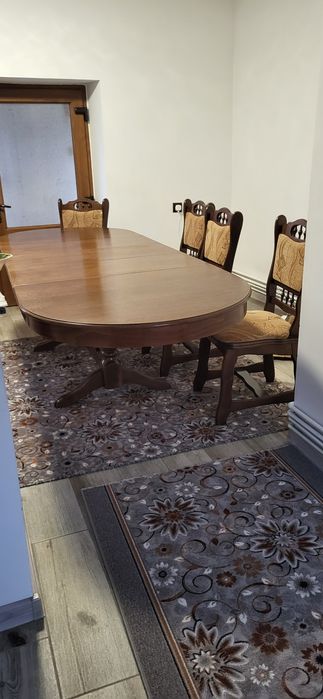 Masa lemn masiv  12 persoane cu 4 scaune