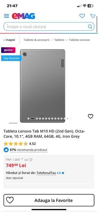 Tableta Lenovo Tab M10 HD (2nd Gen)