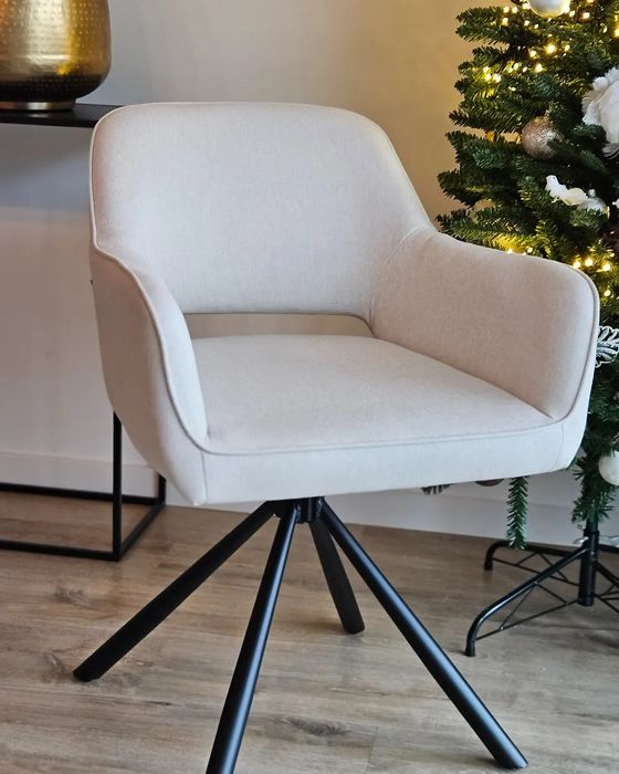 NOU Set 2 scaune rotative LOURES, bej deschis