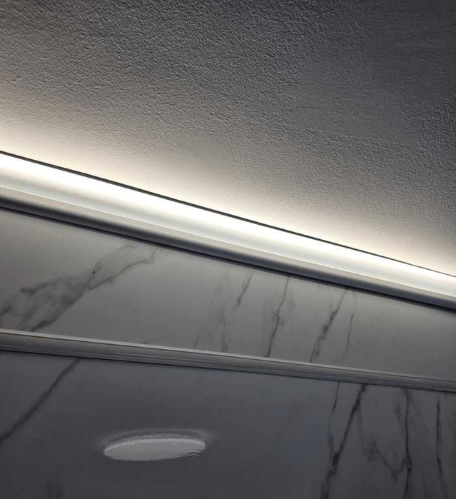 Декоративен LED Корниз за Таван – Алуминиев Профил за LED Лента + дифузор (капаче) пръчка 2 метра