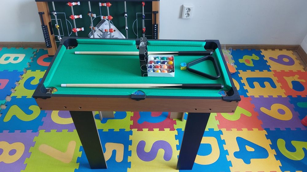 Masă Multijoc 4 în 1 cu Fotbal de Masă, Hochei, Ping Pong și Biliard
