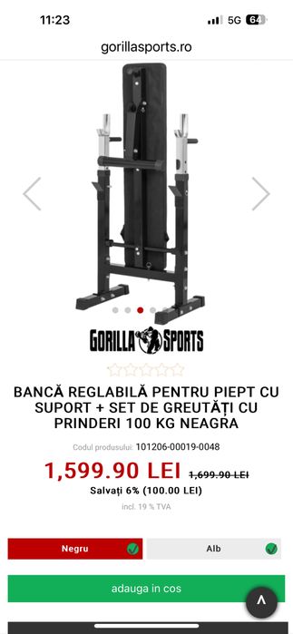 Pachet sala Banca piept Reglabila+Suport de haltera+bari+discuri