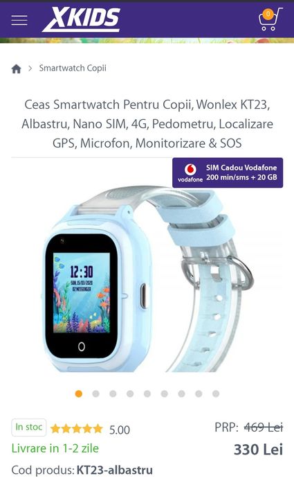 Ceas smartwatch copii wonlex kt23 cu Sim