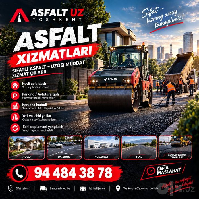 Asfaltlash asfalt xixmati асфалть тошкент