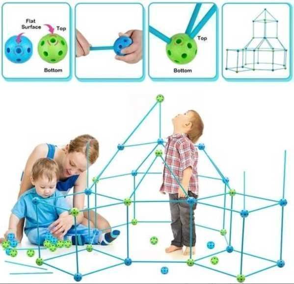 NOU-Kit de constructie cort 3D pentru copii, 87 piese,