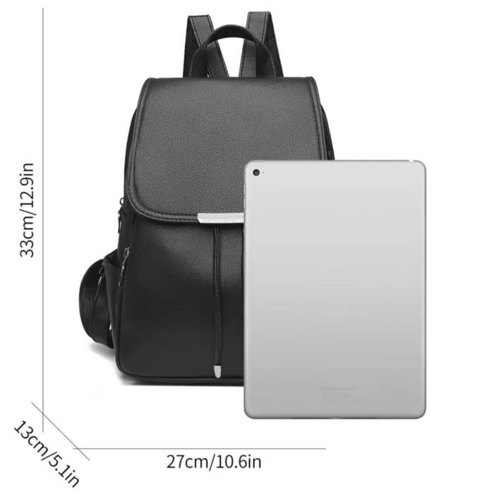 Голяма черна кожена раница