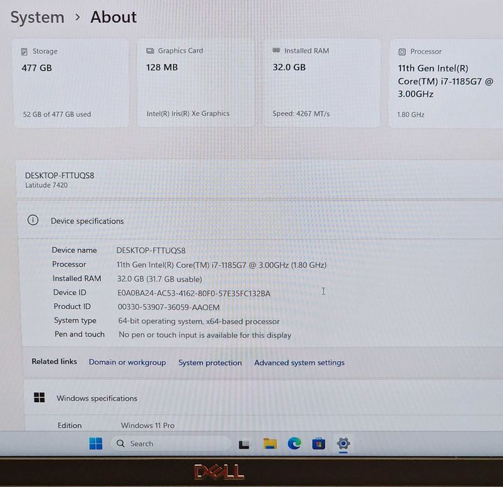 Laptop Dell Latitude 7420, intel i7, 32gb ram, 512gb ssd