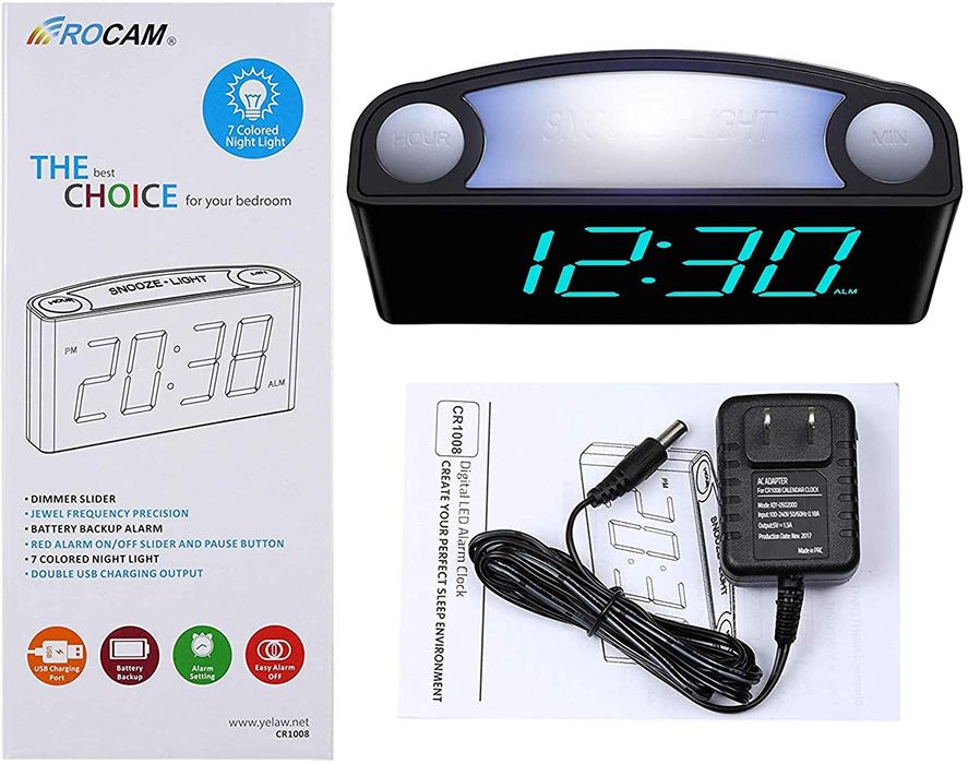 Электронные Часы Будильник со светильником 12/24 светодиодный дисплей