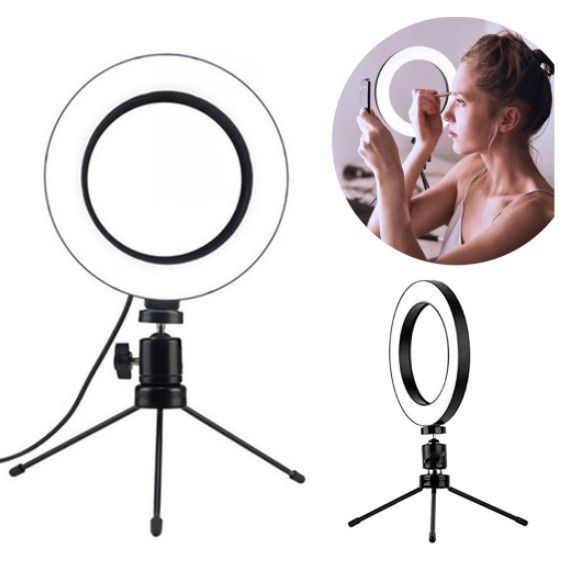 Lampa Circulara Ring Light pentru birou 16cm trepied telecomanda fir
