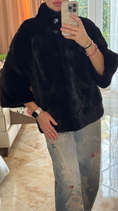 #147 Късо палто от норка.Blackglama.Визон.Естествена кожа с косъм.