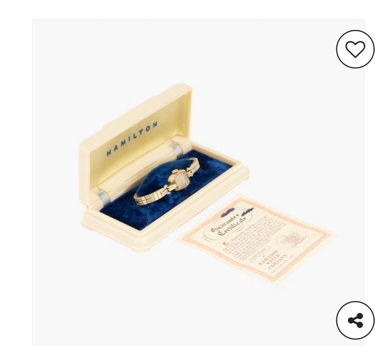 ceas de colectie rar Hamilton evaluat de Artmark la 1200 euro,  din anul 1950 placat cu aur si ornat cu diamante