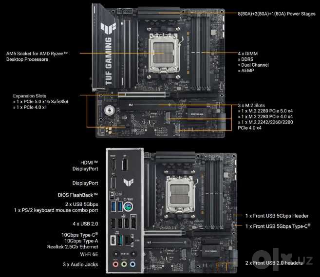Игровая материнская плата Asus Tuf gaming B850M-E