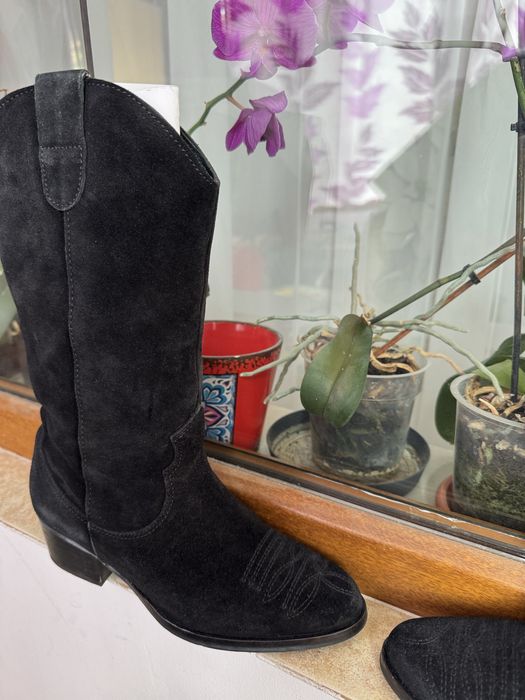 Ciocate Pieces cizme cowboy piele intoarsa