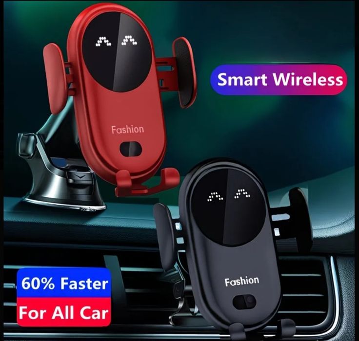 Умна поставка за телефон с безжично зарядно за кола