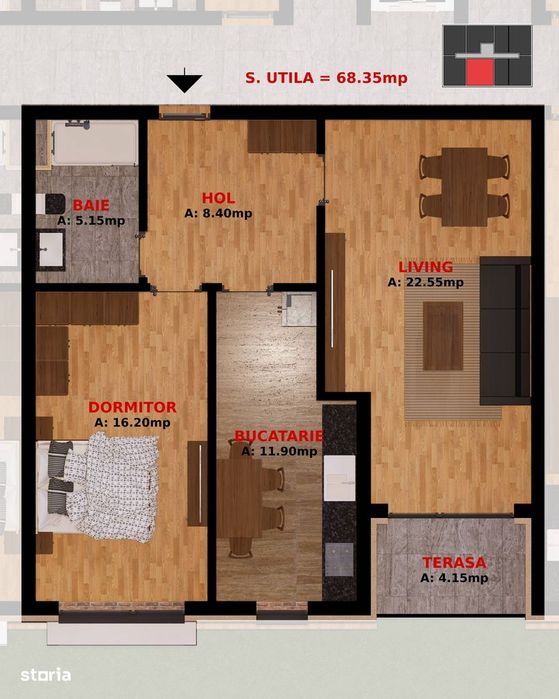 Apartament 2 camere la 1,5 km de Buc, TVA inclus. 2