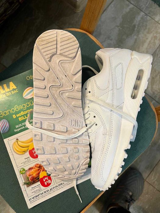 Като нови мъжки маратонки Nike Air Max 90 бяла кожа 42,5 номер