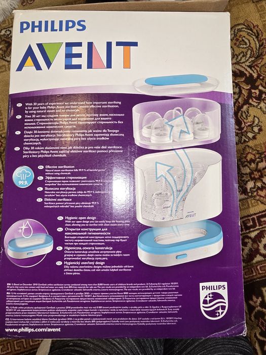 Sterilizator electric Philips Avent 3-în-1 cu abur – Distruge 99.9% bacterii / Stare impecabilă (cu cutie)