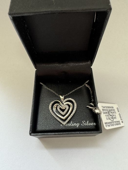 Ново сребърно колие двойно сърце (Sterling Silver)