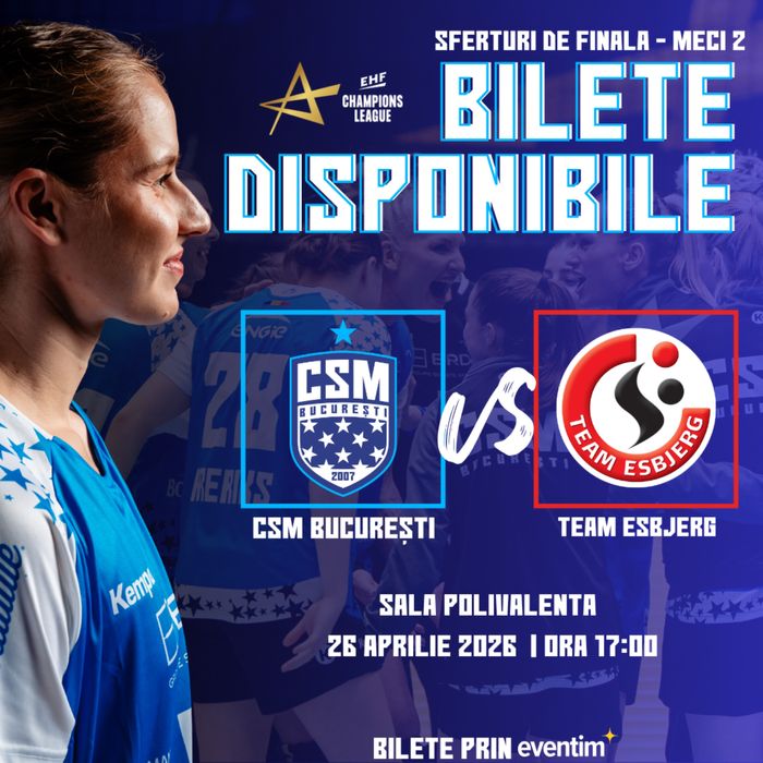 3 bilete consecutive meci handbal CSM Bucuresti - Esbjerg