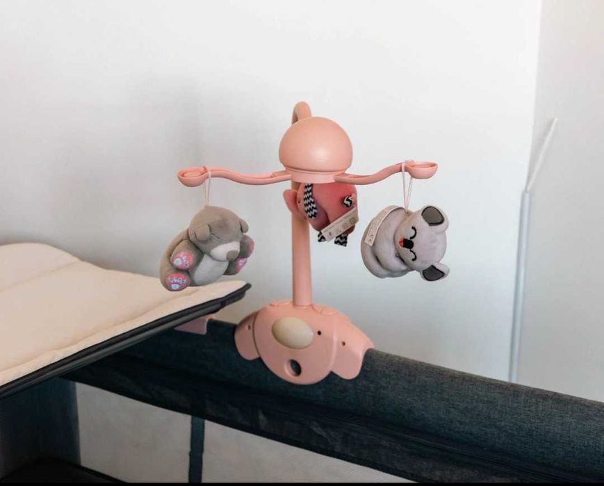Patut (& Tarc de Joaca) Kinderkraft Joy 2 in 1 Roz & Salteluta