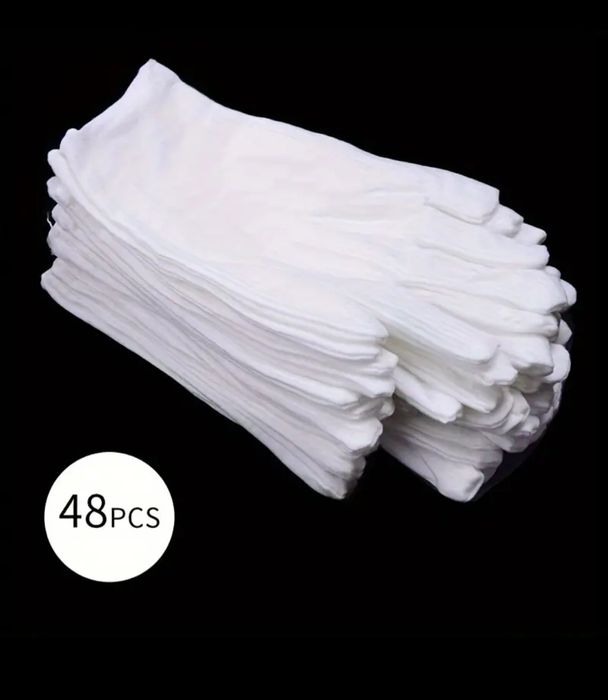 Белые перчатки 24 пары из вискозы