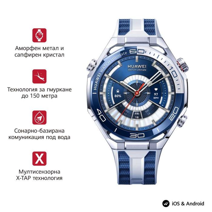 НОВ! Huawei Watch Ultimate 2 Blue 3г. Гаранция!