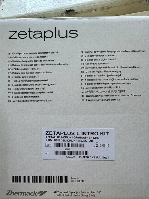 Zhermack Zetaplus стоматологлар колип олишда фойдаланилади СОТИЛАДИ