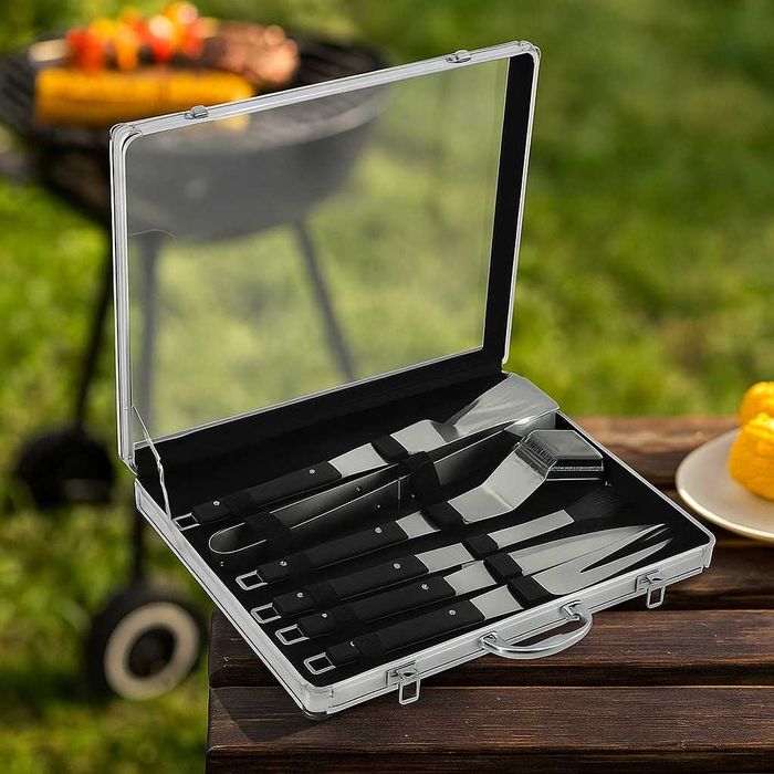 Комплект за барбекю 6в1–всичко необходимо за скарата+ръкавици.