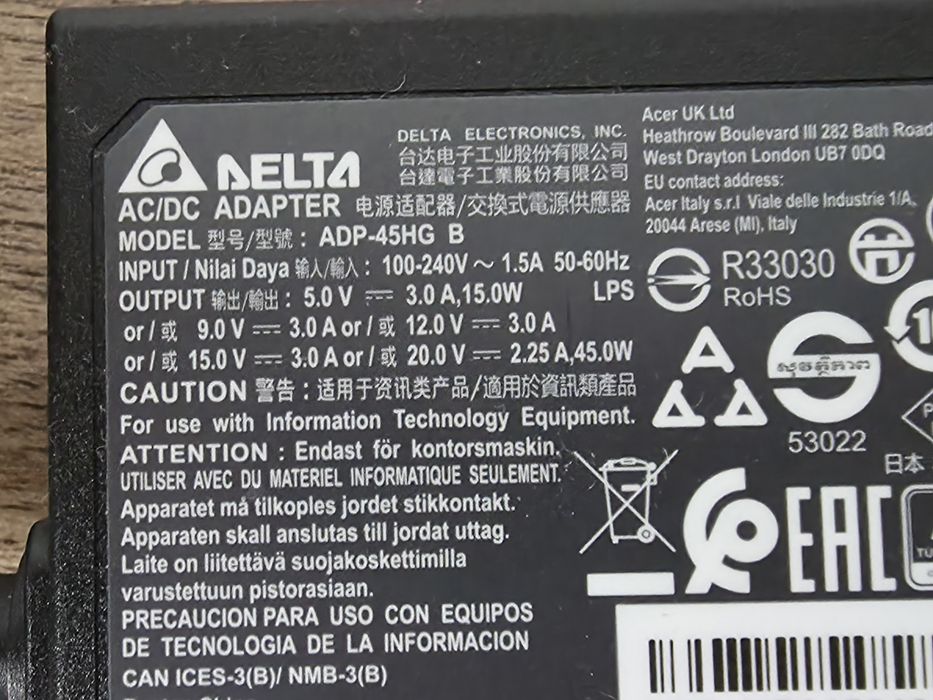 Incarcator laptop USB-C 45W Acer