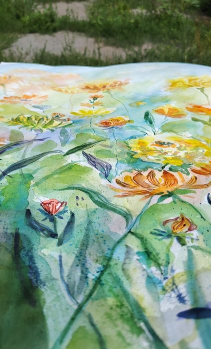 Картина акварелью. Цветы.