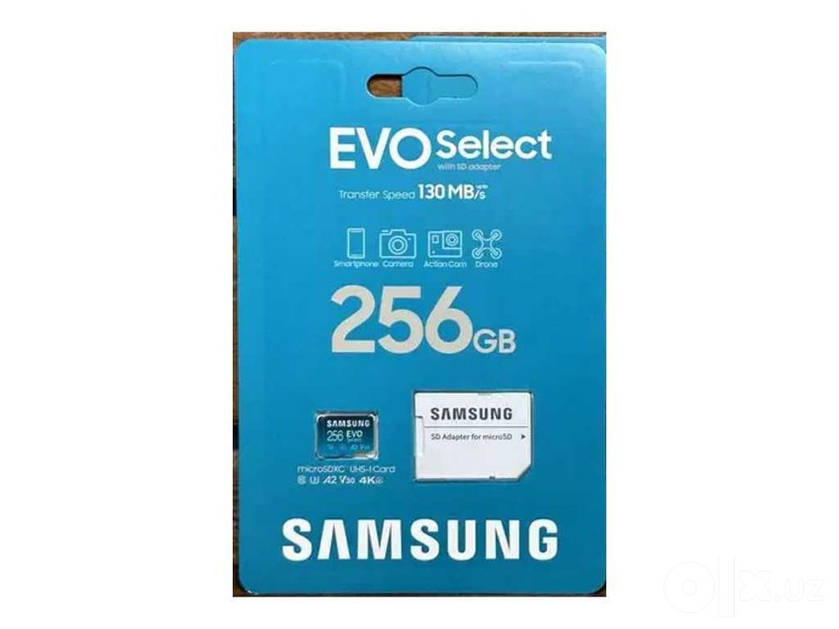 Samsung EVO Select 256 ГБ - microSD для 4K, SD-адаптер - Гарантия