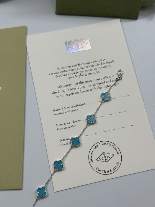 Brățară MINI Van Cleef & Arpels 5 motifs White Gold 750 Turquoise