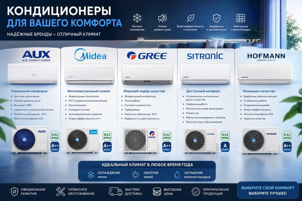 Кондиционеры от 12 и все модели любого вида и бренда (склад)