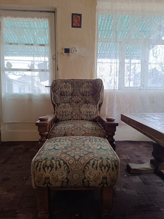 Set canapele +fotoliu + măsuțe lemn masiv Stejar